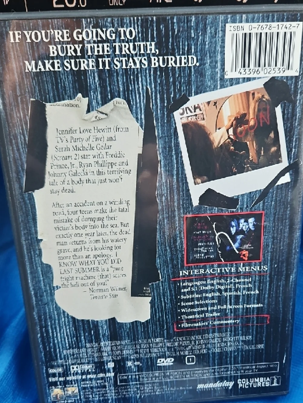 🌟3/$25🌟 I Know What You Did Last Summer DVD Widescreen & Standard - Picture 2 of 5